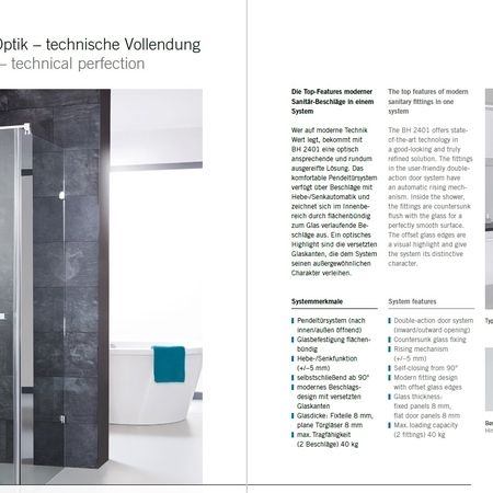 Katalogblätter für kalkabweisendes Glas